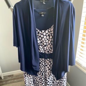 Navy/ white Dress with jacket size 16